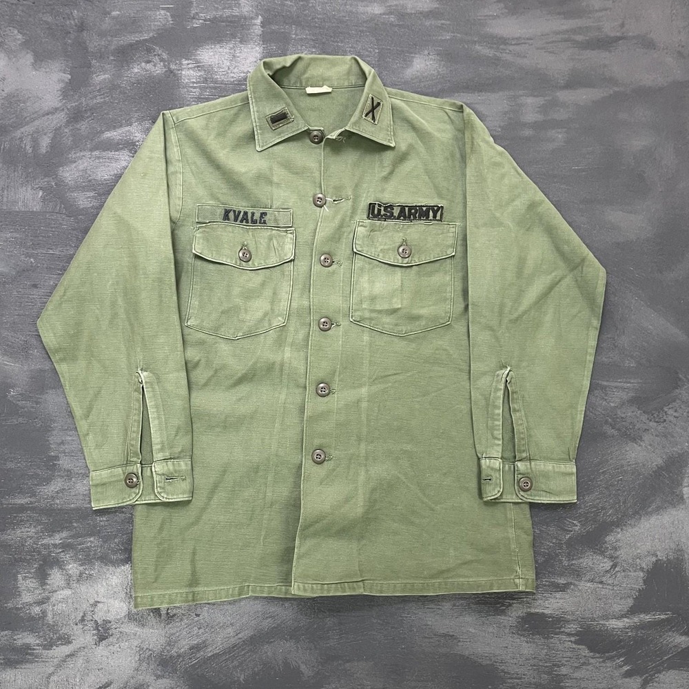 Vintage OG 107 Military Button Up Shirt Mens Medium Green 1960s US Army